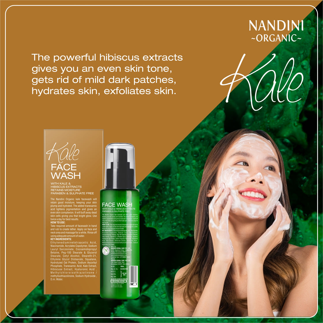 Nandini Organic Kale Facewash, Regulates unwanted oil &  Retains Moisture