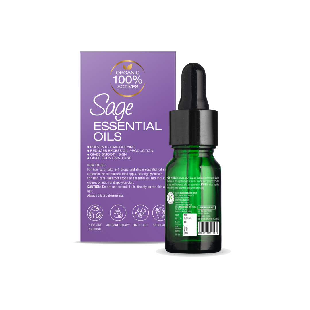 Sage Essential oil| For skin and Hair| Prevent Hair Greying| Gives smooth & even skin tone|Multipurpose oil